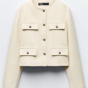 Zara NWT white jacket with gold buttons